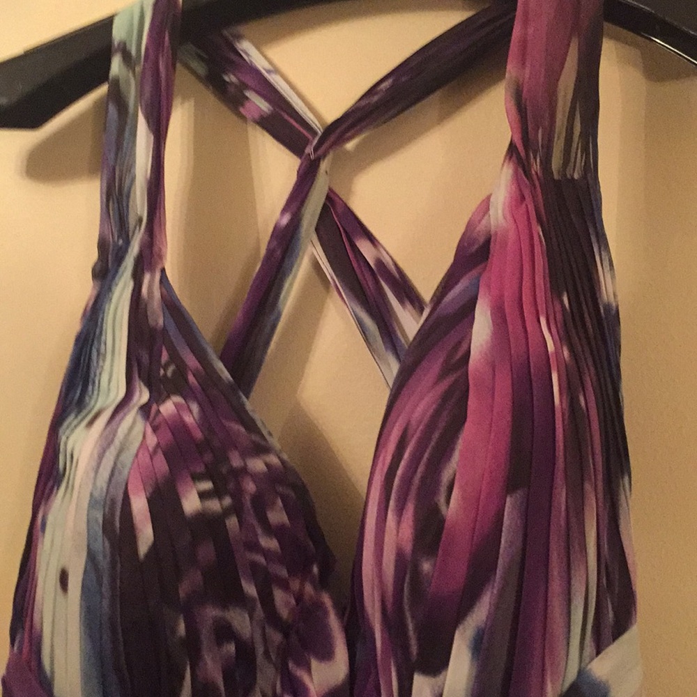 La Femme Purple Floral Beaded Prom Dress Size 8 - Picture 5 of 8